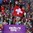 SOCHI, RUSSIA - FEBRUARY 20: A Swiss flag is waved in the crowd as team Switzerland wins over Sweden during women's bronze medal game action at the Sochi 2014 Olympic Winter Games. (Photo by Andre Ringuette/HHOF-IIHF Images)

